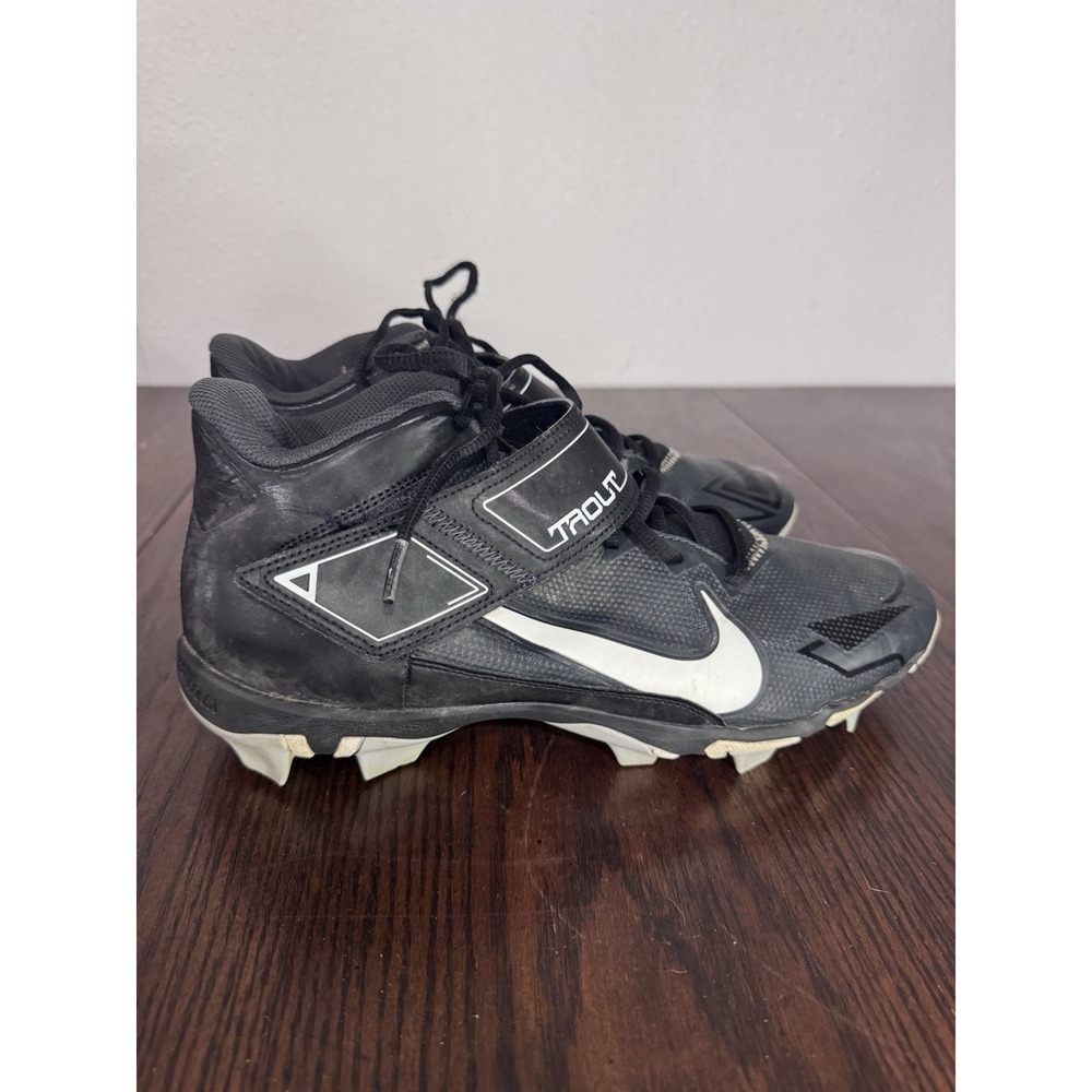 Nike Trout 2 Men's Size 12 Baseball Cleats Black White Mid High Top Molded